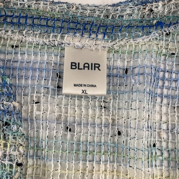 Blair Womens Open Knit Cardigan XL Blue Green - Picture 2 of 5